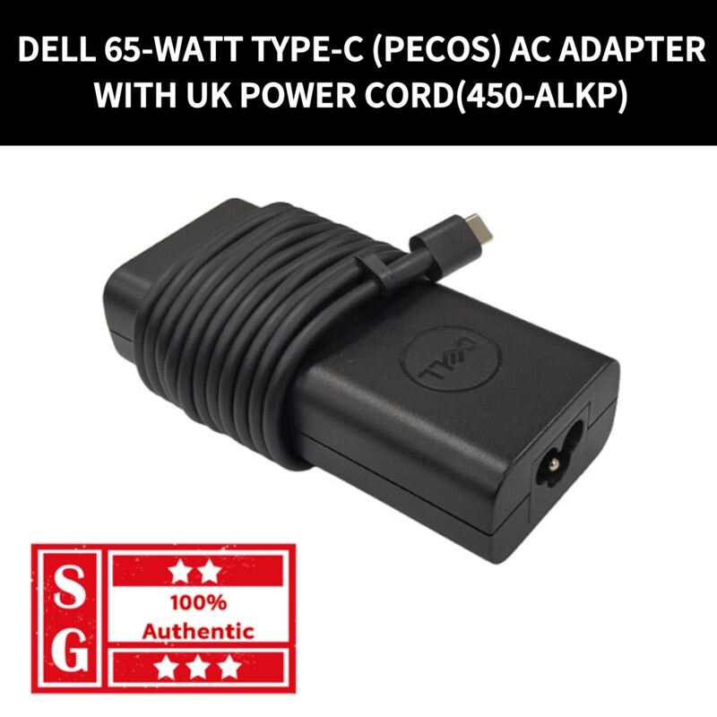 Dell 65-Watt Type-C (PECOS) AC Adapter with UK Power Cord | Dell 65W Ac Adapter | Dell 65W | Dell 65W Type C | 65W Dell Adapter | Dell power Adapter 65W | 450-ALKP | 5508267