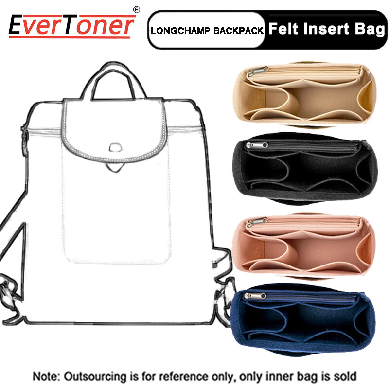 EverToner For Longchamp Le Pliage Backpack Felt Cloth Insert Bag Organizer Makeup Handbag Organizer Travel Inner Purse Portable Cosmetic Bag