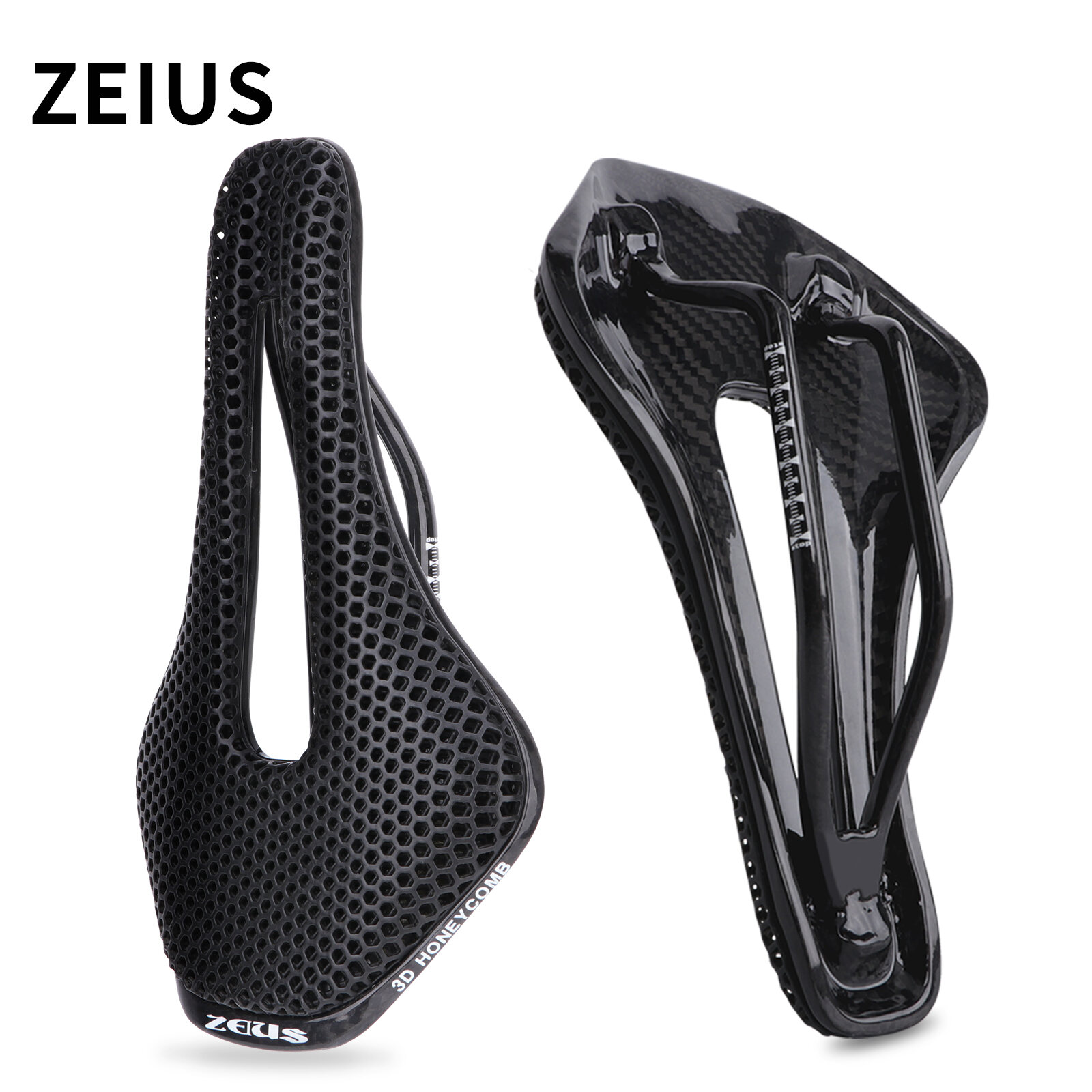 ZEIUS Bike Carbon Fiber 3D Printed Saddle Seat 174g Ultra Light Breathable Comfortable Saddle MTB Road Bike Ergonomic Racing Carbon Cushion