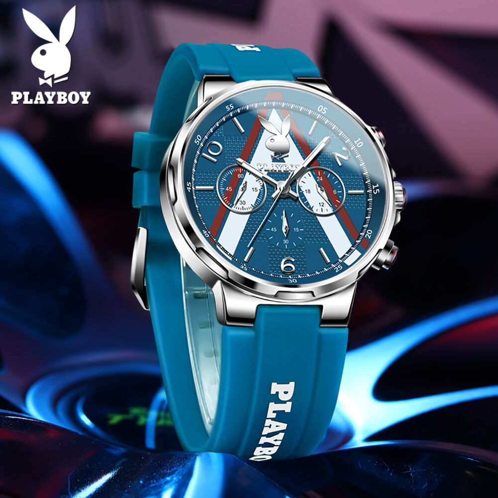 PLAYBOY Sport Watch For Men Sale Now Original Waterproof 2022 New Desigin Silicone Large Dial Mens Watch Gift Ideas For Boyfriend
