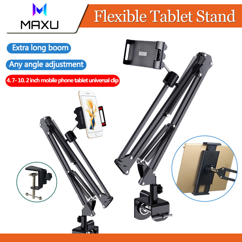 Phone&Tablet Stand 360 Degree Long Arm IPad Tablet Holder Bed Lazy Metal Bracket for 4.7-10.2'' iPhone iPad Huawei