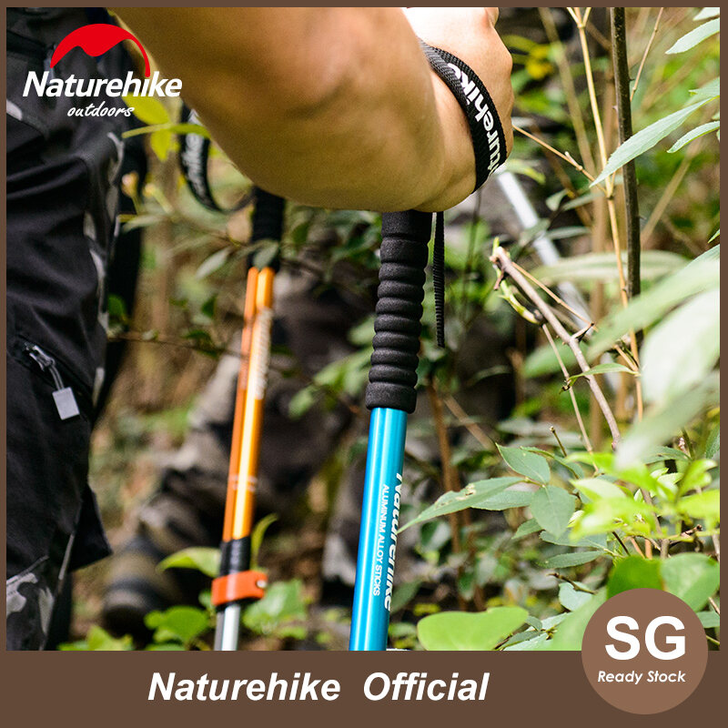 NatureHike Aluminum Alloy Foldable Walking Stick Men Women Kid  Family Pack Hiking Stick Trekking Pole 3 Sections Folding Alpenstock Hiking Pole 100cm 120cm 135cm  NH17D001-Z