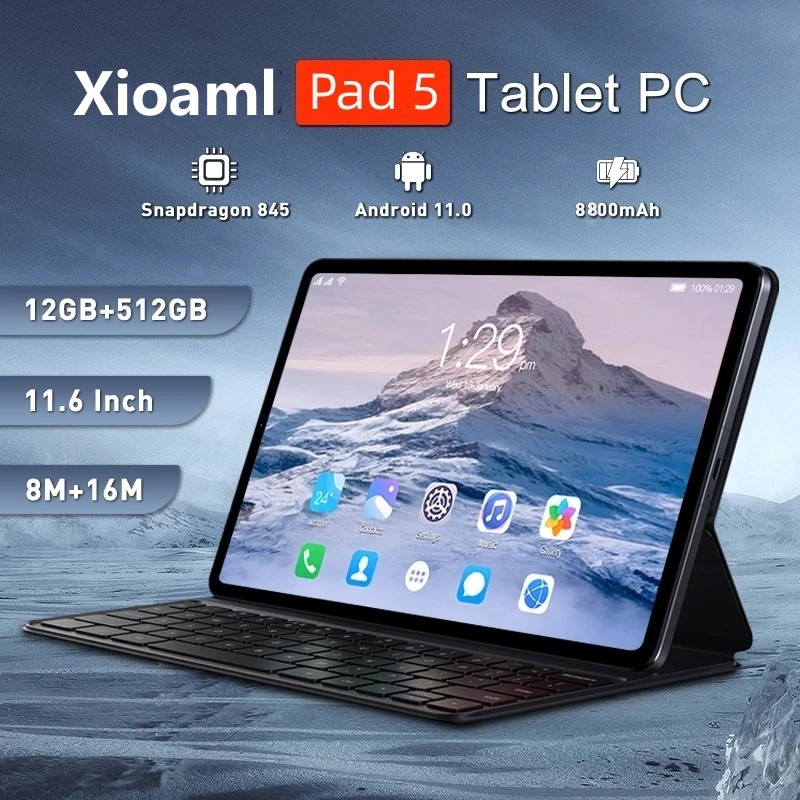 2023 Pad 5 Snapdragon 845 10 core tablet 11inch high-definition 2k scree tablat 5G dual SIM card WiFi Android 11 tablet