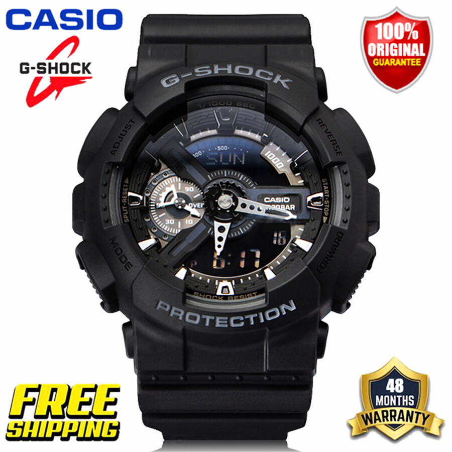 Original G  Sshock GA110 Men Sport Watch Dual Time Display 200M Water Resistant Shockproof and Waterproof World Time LED Auto Light G  S shock Man Boy Sports Wrist Watches with 4 Years Warranty GA-110