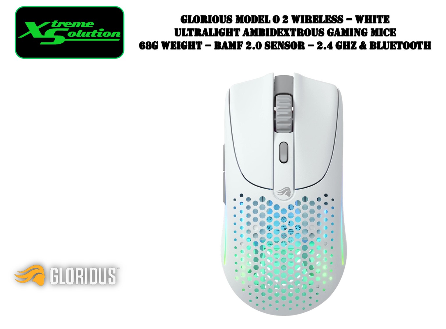 Glorious Model O 2 - Wireless - 68g Ultra Lightweight Gaming Mice - BAMF 2.0 Sensor - Wireless 2.4Ghz & Bluetooth