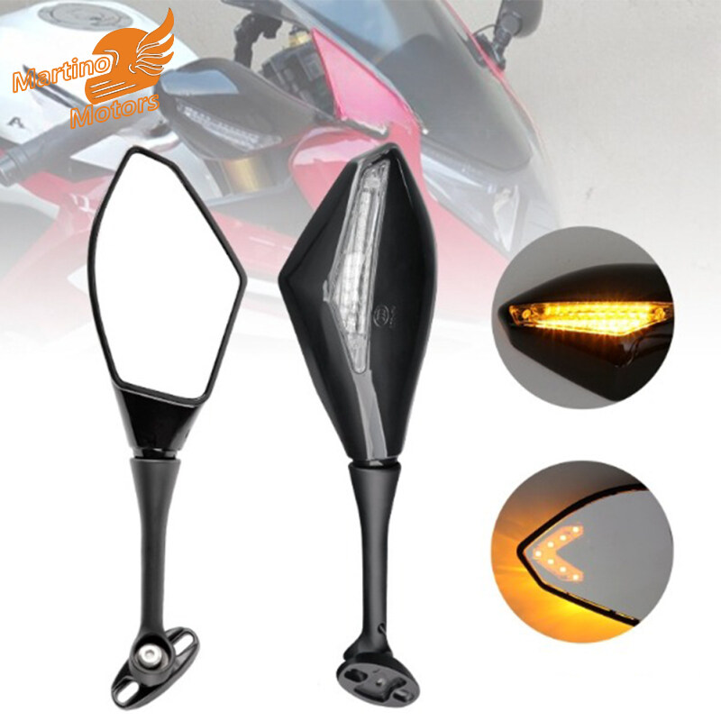 1 Pair Motorcycle Rearview Mirrors With Light High Brightness Led Turn Signal Mirror Modified Accessories