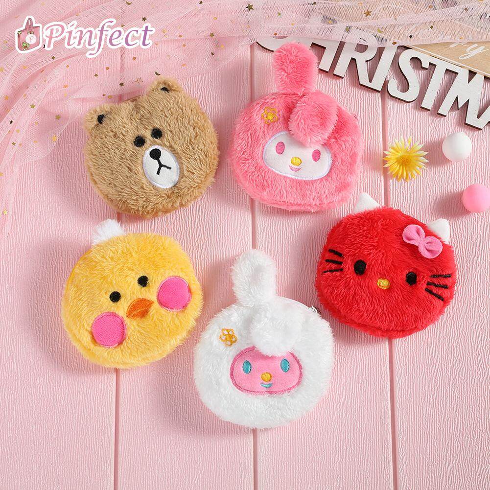 Pinfect Cute Cartoon Bear Rabbit Coin Purse Kids Girls Small Fluffy Plush Money Bag Handbag Mini Pouch Wallet