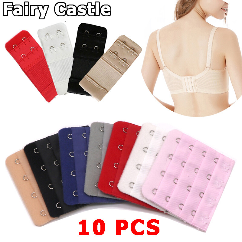 【Fairy Castle】10 PCS 2/3/4 Hook Bra Extender For Women's Elastic Bra Extension Strap Hook Clip Expander Adjustable Belt Buckle Accessories