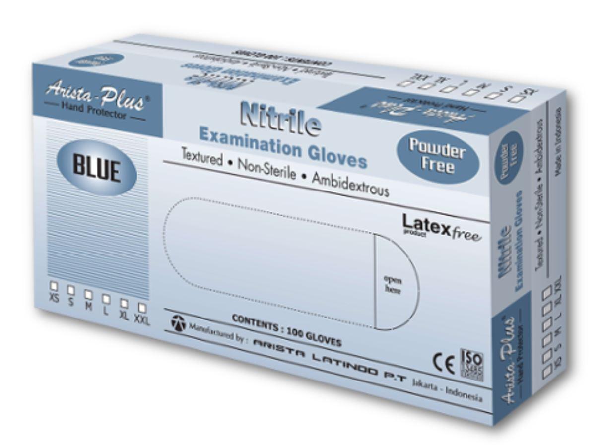 Blue Nitrite Powder-Free Medical Examination Gloves (100 pcs per box) -- medical grade (Used in Hospitals)