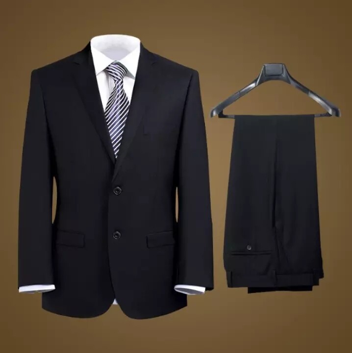 Plus Size Men Fashion Blazer Two Buttons Business Suit Set Slim Casual Formal Suits Blazer Coat and Pants Wedding Suit Sets (Blazer&Pants) Black