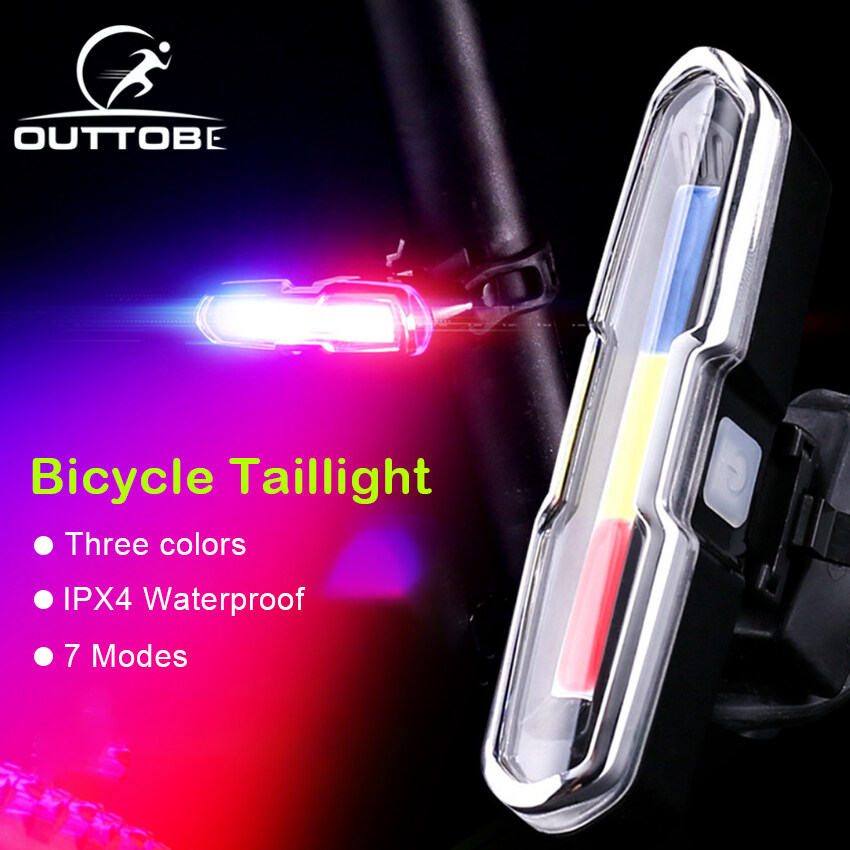 Outtobe Bicycle Taillight LED Brake Bike Light Rear USB Rechargeable Turn Signals Lamp Cycling Helmet Light Lamp Waterproof Cycling Taillight Bike Light For Bicycle MTB Road Accessories