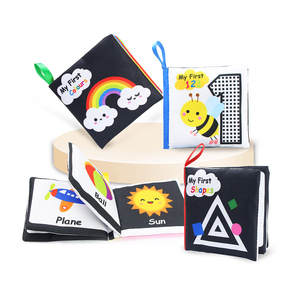 4 Pcs Set Black and White baby cloth book Soft Books Early Learning Toys for Kids Infant Baby 0 -12 Months
