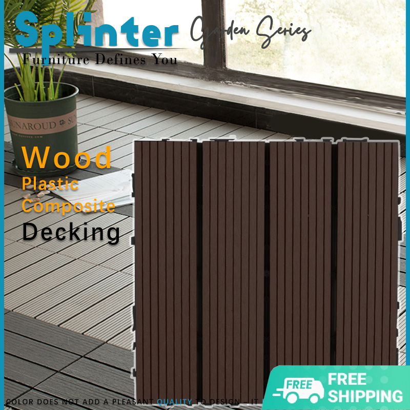 *SG READY STOCK* Wood Plastic Composite Deck Decking Tiles WPC Waterproof Anti Slip 30*30cm - 2.2cm  Thick Panel for Indoor Outdoor Balcony Flooring Garden Bathroom Terrace Mat Home Decoration Decor -