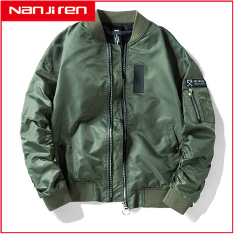 Nanjiren Jaket Bomber Jaket Pria Bisbol Seragam Jaket Plus Ukuran Kasual