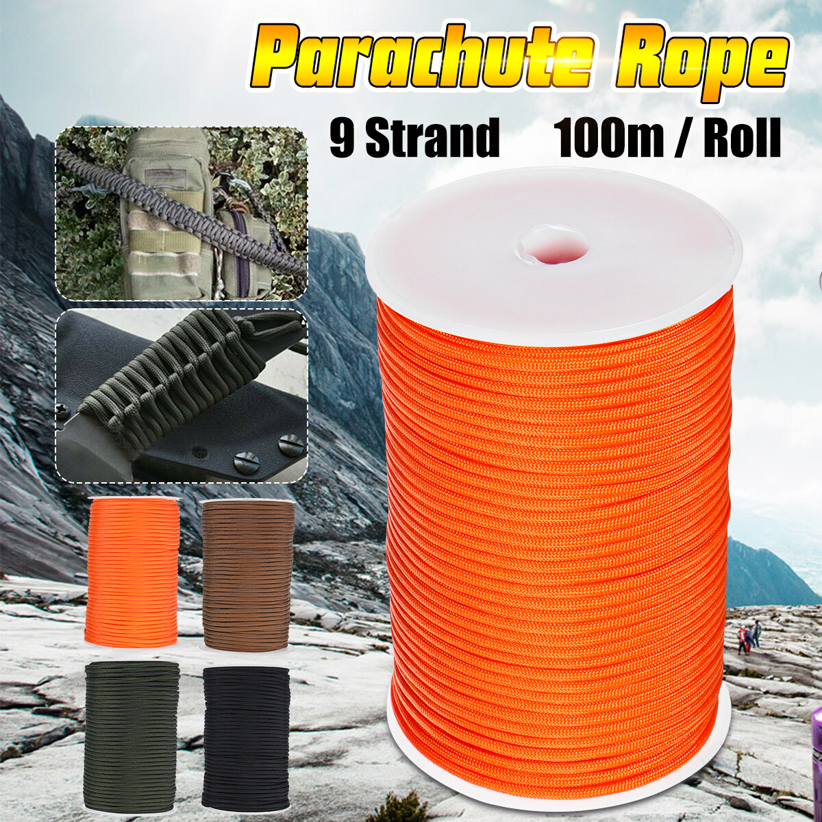 Paracord Rope 100m Climbing Cord Outdoor Camping Ropes Nylon String Rope 550 Clambing Safety Rope Lanyard Climbing Equipment