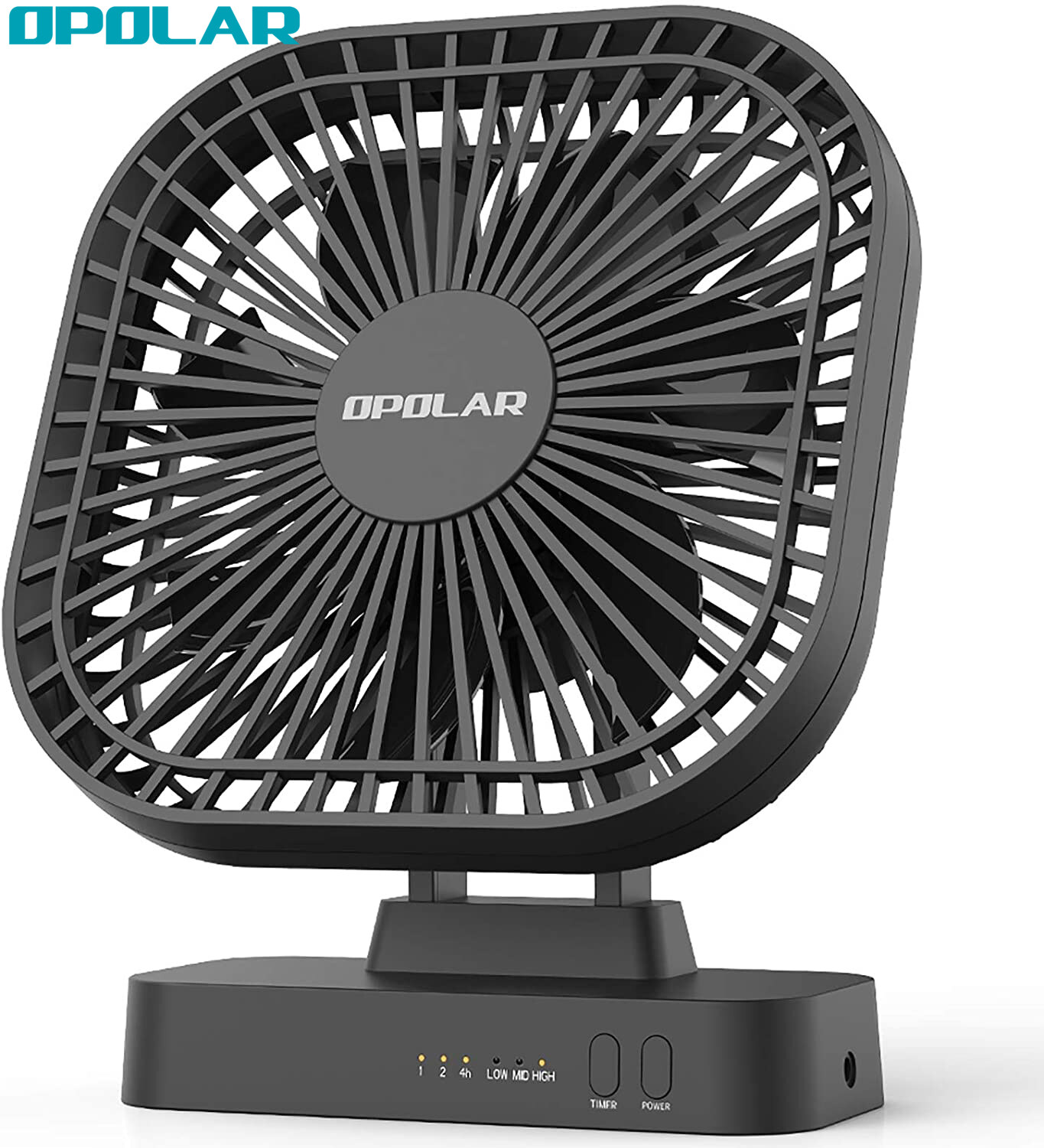 OPOLAR AA Battery Operated Fan,Portable Battery-Powered Desk Fan,7-Blade Design,90-Degrees Adjustable Head, Indoor and Outdoor Use