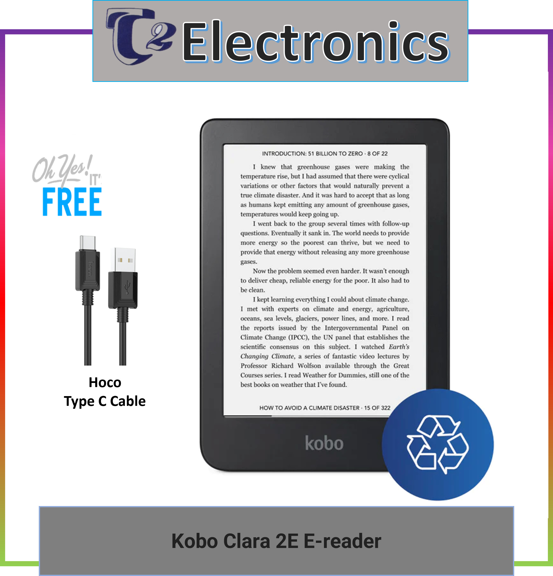 Kobo Clara 2e E-reader [Free Hoco Cable] - T2 Electronics