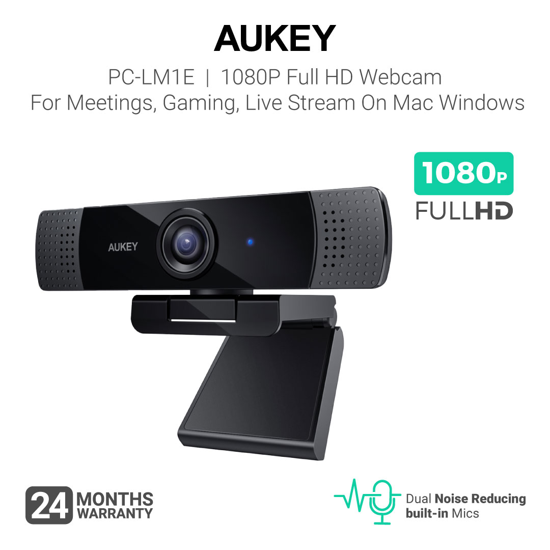 Aukey PC-LM1E Stream Series 1080P Dual-Mic Webcam For Meetings, Gaming, Live Streaming On Mac Windows
