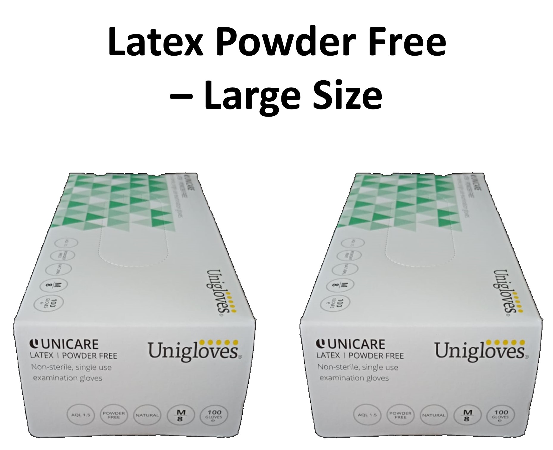 [2 Boxes] Unicare Unigloves Medical Grade Latex Powder Free Gloves 100pcs/box (Large Size)