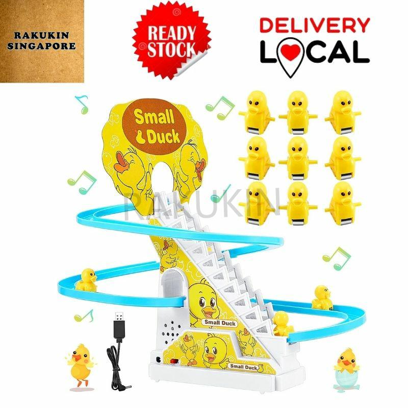 [Local Seller!] Ladder 6 or 9 Ducks Climb Stairs Toy Roller Coaster Track with Music LED Flashing Lights for Children