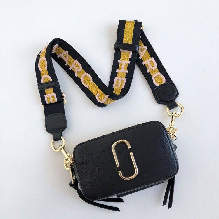 2023 new MJ marc jacobsˉcamera bag matching color casual fashion wide shoulder strap one shoulder Messenger bag women's belt decorative bag three-in-one