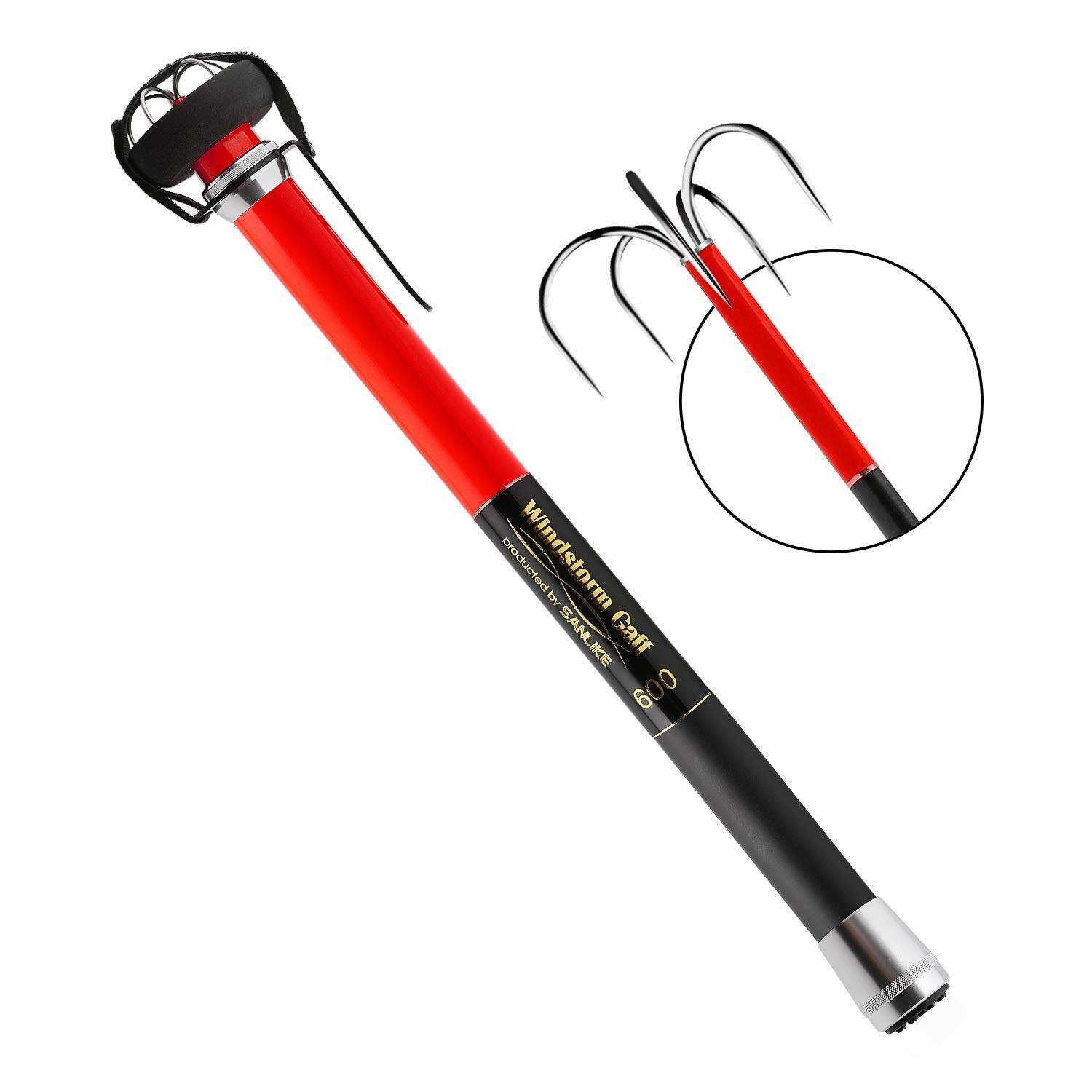 SANLIKE Stainless Steel Squid Gaff Seven Hooks Extendable Contractile Gripper Squids Hook Fishing Gear 3M Retractable squid hook