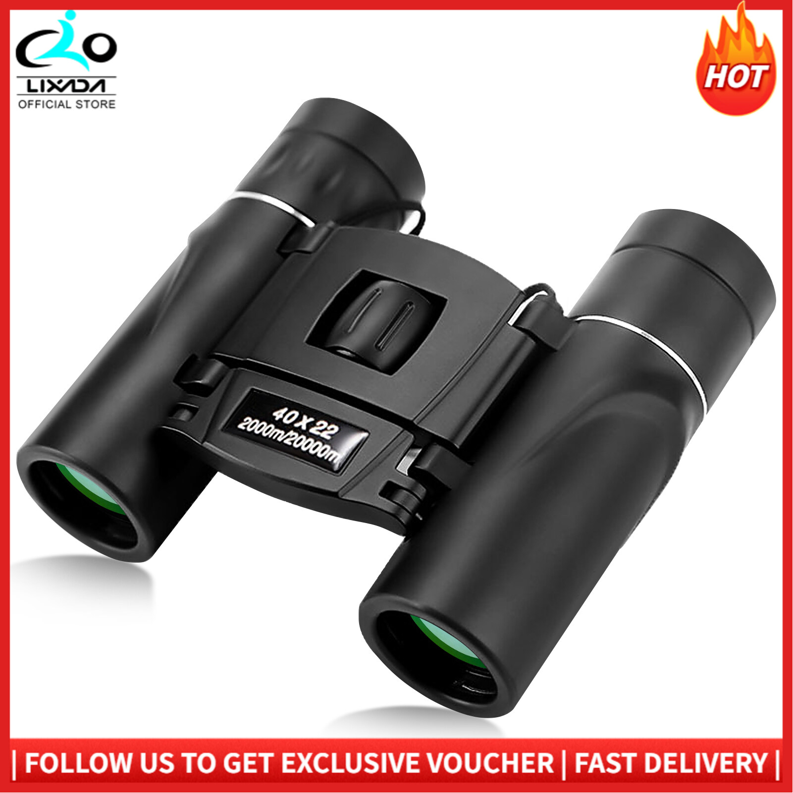 40x22 Compact Lightweight Binoculars 2000M Long Range Mini Binoculars Folding Outdoor Telescope For Hunting Hiking Camping Travel Bird Watching