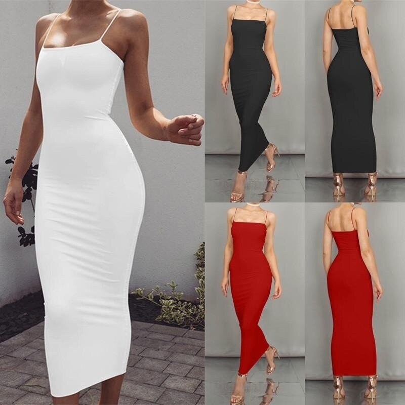 Fashion Model Shop Sling Strap Backless Long Dress Summer Evening Off Shoulder Dress Ladies Solid Color Elegant Bodycon Dress  Nightclub Dress