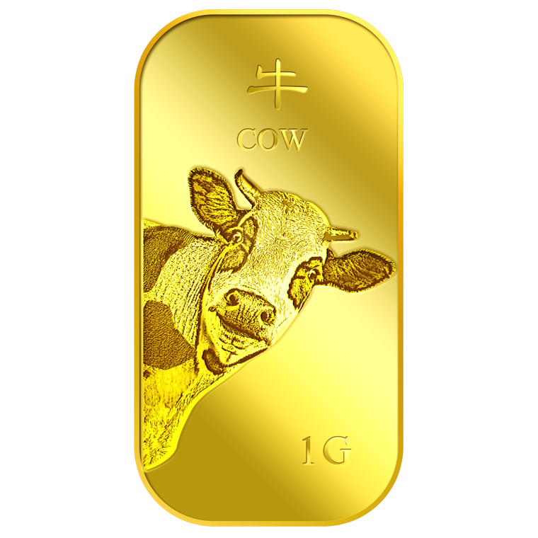 Puregold 1g Golden Cow 999.9 Fine Gold Bar