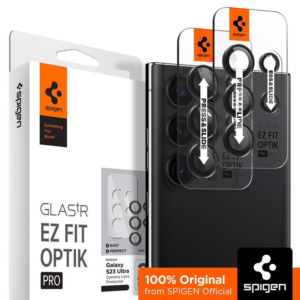SPIGEN 2Pack Camera Lens Protector for Galaxy S23 Series / S22 Ultra [Glas.tR EZ Fit Optik Pro] Anti-Scratch & Case Friendly / Galaxy S23 Series Camera Lens Tempered Glass / Galaxy S22 Ultra Camera Le
