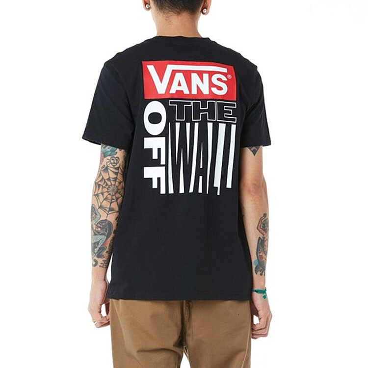 VANS Van Men's New Trend Letter Print Short Sleeved T Shirt VN0A3TWZBLK/VN0A3TWZWHT
