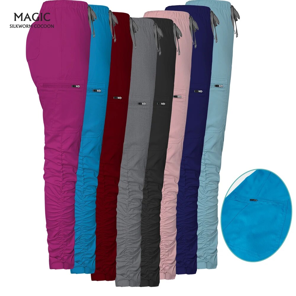 Solid Color Medical Scrubs nursing Pants Nursing Work Trousers Scrub Uniform Clinic Protective Clothing Summer Fall Work Bottoms