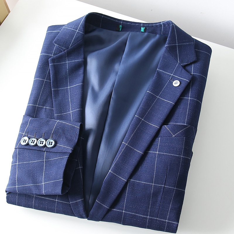 ✹✹♙ Doujia whole order! Plaid color matching! Gentleman's accent! Simple atmosphere! New men's business casual suit