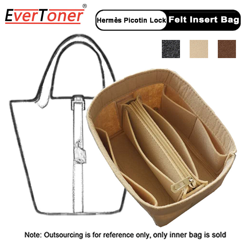 EverToner Felt Cloth Insert Bag For H-Picotin Lock 18/22 Organizer Makeup Handbag Organizer Travel Inner Purse Portable Cosmetic Bags