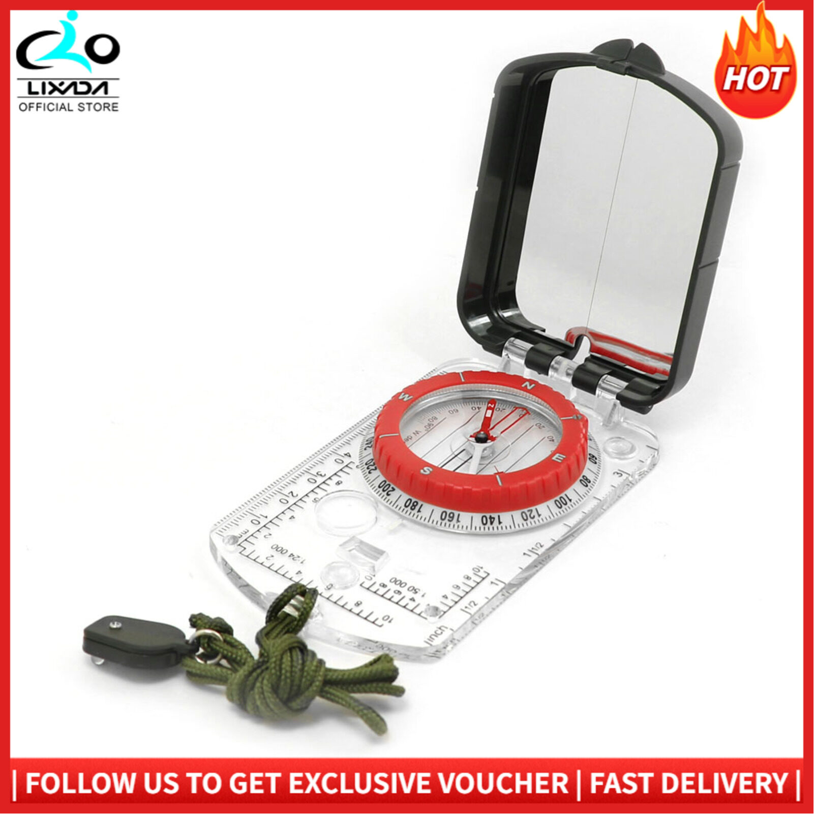 Multifunctional Compass Hiking Backpack Orienteering Compass Kit with Mag-netic Declination Adjustment for Camping Hiking Navigation Map Reading