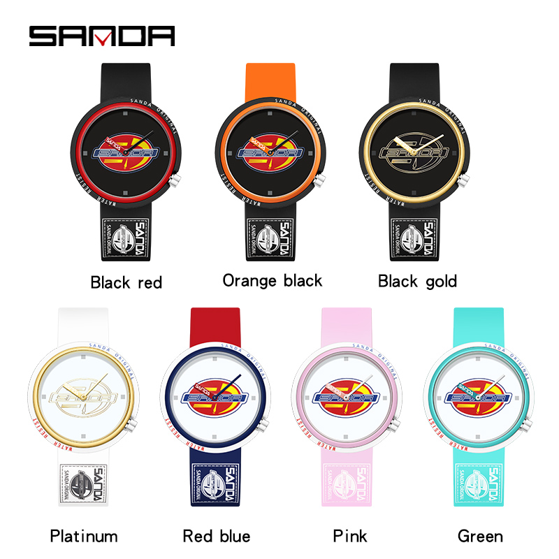 SANDA Quartz Watch Men Luxury Sport Men's Watches Silicone Strap Waterproof Clock For ashion Dress Wristwatch Girls