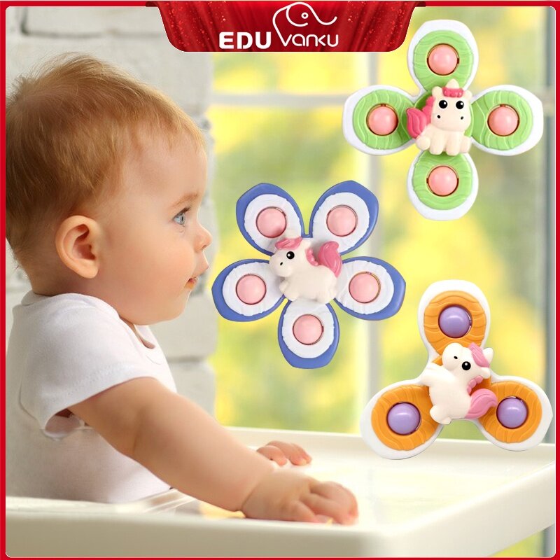Baby Rattle & Sensory Toys Suction Cup Fidget Spinner Toys for 1 2 3 Year Old Boys and Girls Bath Toys for Toddlers Kids Gifts Idea