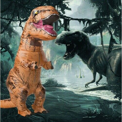 dd Jurassic World Inflatable Dinosaur T Rex Costume Suit Air Fan Blow Up Halloween Cosplay Fancy Dress Animal Costume Jumpsuit