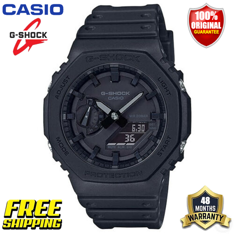 Original Baby G Men Women Sport Watch GA2100 Japan Quartz 200M Water Resistant Shockproof Waterproof World Time LED Auto Light Man Boy Girl Sports Wrist Watches 4 Years Official Store Warranty GA-2100