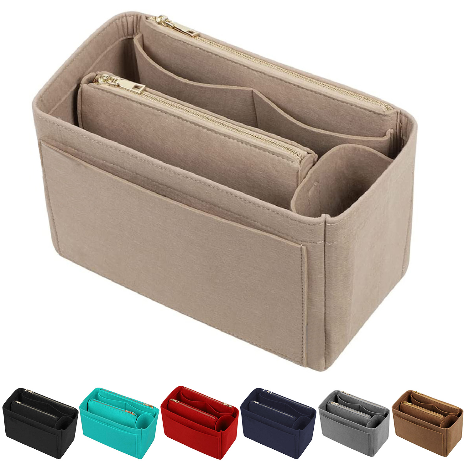 Purse Organizer Insert Handbag Organizer Bag in Bag Organizer with Zipper Fits Tote Bags