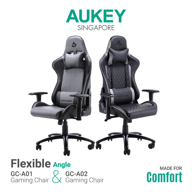 AUKEY GC-A02 Ergonomic Gaming Office Computer PU Leather Chair with Adjustable Swivel Recliner and Armrest