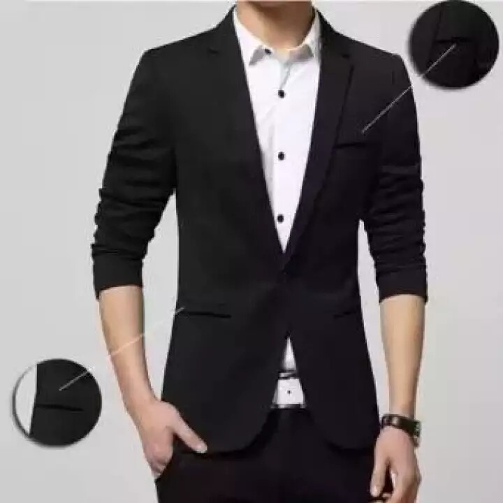 Korean Style Casual Slim Fit Suit Coat  Men Blazers Coat Jacket/Wedding Suit Jacket Black