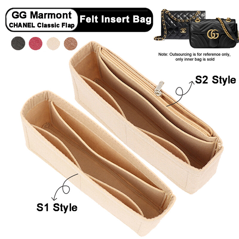 EverToner For Gucci Marmont/Classic Flap Bag Felt Insert Organizer Bag Makeup Handbag Organizer Travel Inner Purse Portable Cosmetic Bags