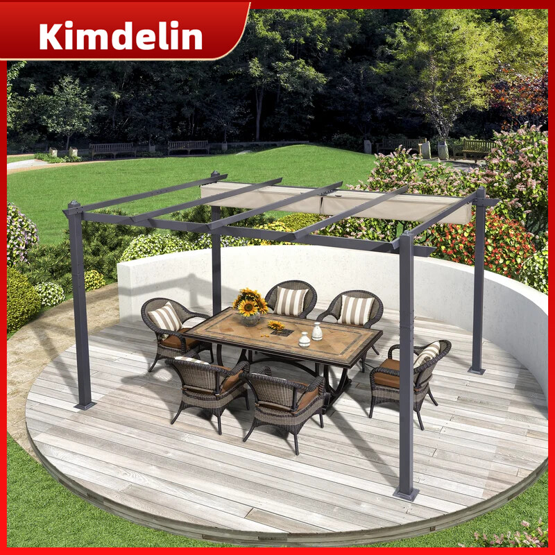 KIMDELIN 10 Ft X 10 Ft Aluminium Pergola With Canopy