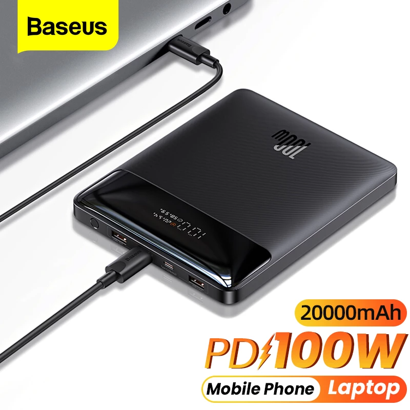Baseus 100W Power Bank 20000mAh Blade Series PD Type-C Fast Charging Powerbank Digital Display Quick Charge for Macbook Laptop Tablets Smart Phone