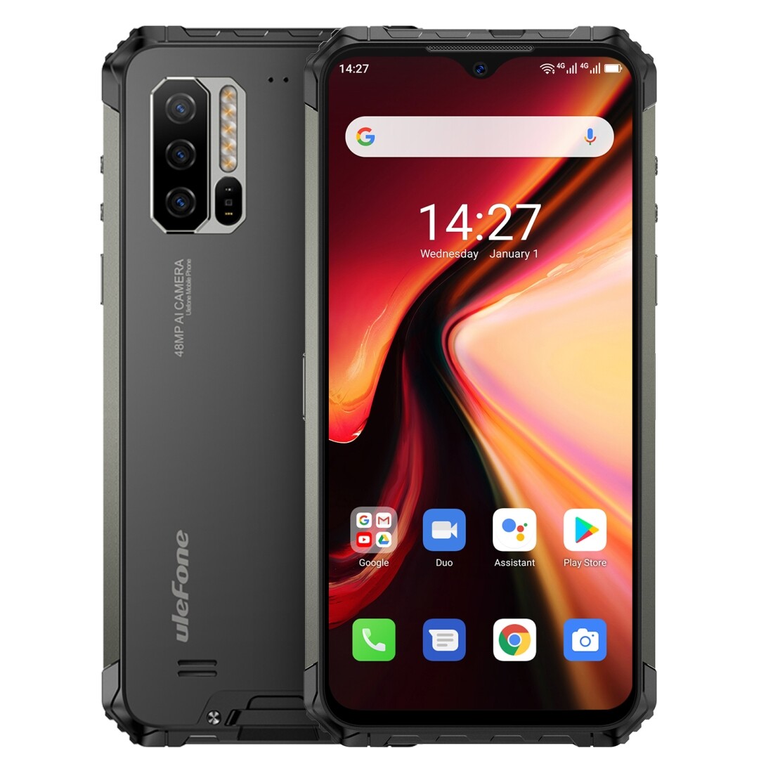 Ulefone Armor 7 Rugged Phone, 48MP Camera, 8GB+128GB, Triple Back Cameras,Face ID & Fingerprint Identification, 5500mAh, 6.3 inch Android 10.0 Helio P90 MTK6779 Octa-core 64-bit up to 2.2GHz, Network: