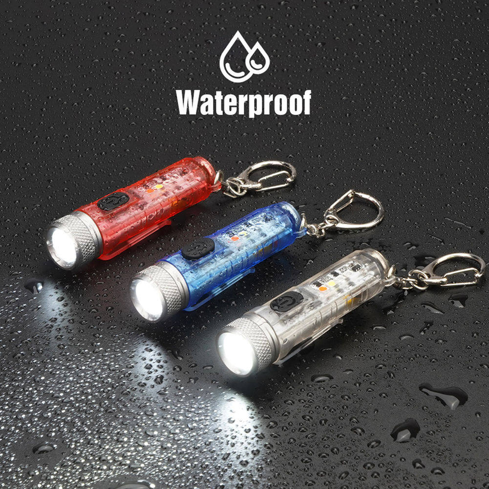 Outtobe S11 Keychain Flashlight 10 Modes Waterproof Sidelight Mini USB Rechargeable LED Light With Signal Light For Outdoor Running Camping
